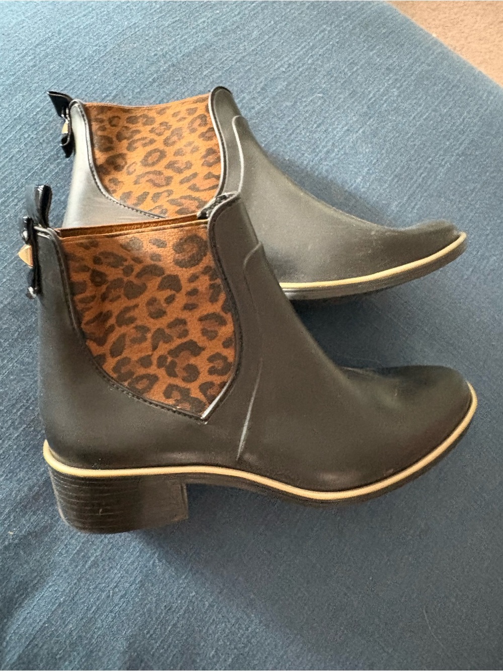 kate spade Black Chelsea Boots with Leopard Elastic Panel